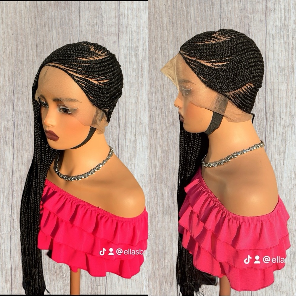 Elegant Black Braided Wig Full Lace Lemonade Wig
